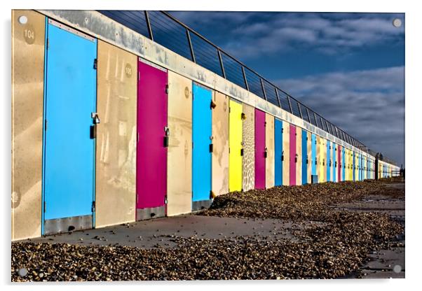 New Beach Huts Milford on Sea Acrylic by Jeremy Hayden