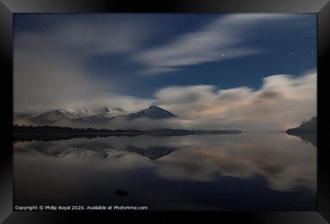Night Mists and Snowy Skiddaw, Lake District UK Framed Print by Philip Royal