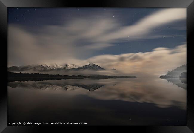 Night Mist Reflection - Skiddaw, Lake District Framed Print by Philip Royal