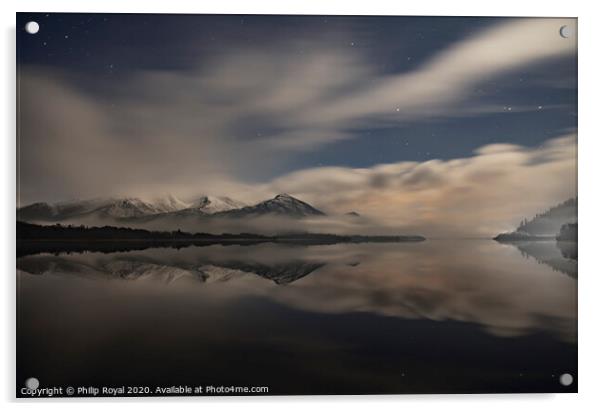 Night Mist Reflection - Skiddaw, Lake District Acrylic by Philip Royal