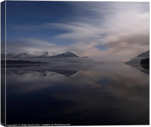 Night Mists around Skiddaw, Lake District (square) Canvas Print by Philip Royal