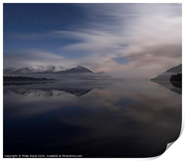 Night Mists around Skiddaw, Lake District (square) Print by Philip Royal