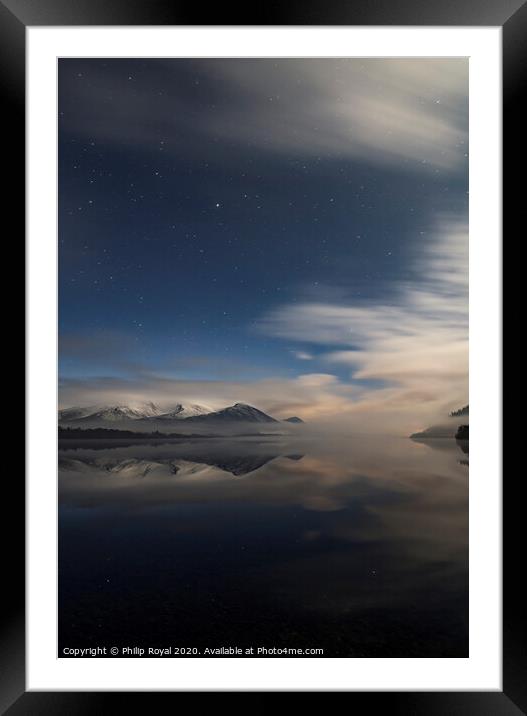 Snow Night Mist, Skiddaw, Lake District (portrait) Framed Mounted Print by Philip Royal