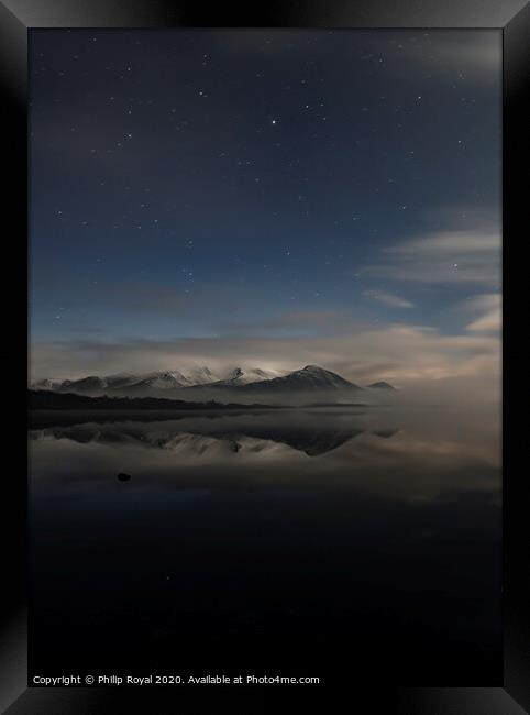 Night Mists around Snowy Skiddaw, Lake District Framed Print by Philip Royal
