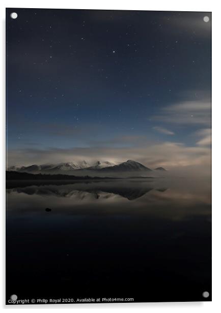 Night Mists around Snowy Skiddaw, Lake District Acrylic by Philip Royal