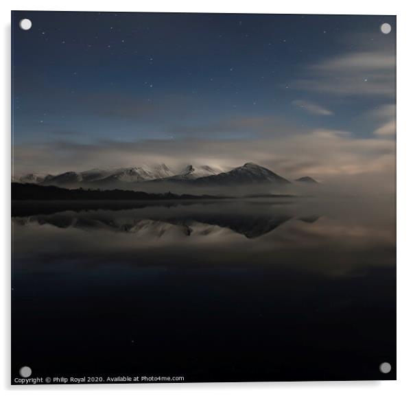 Night Clouds Bassenthwaite Lake, Lake District Acrylic by Philip Royal