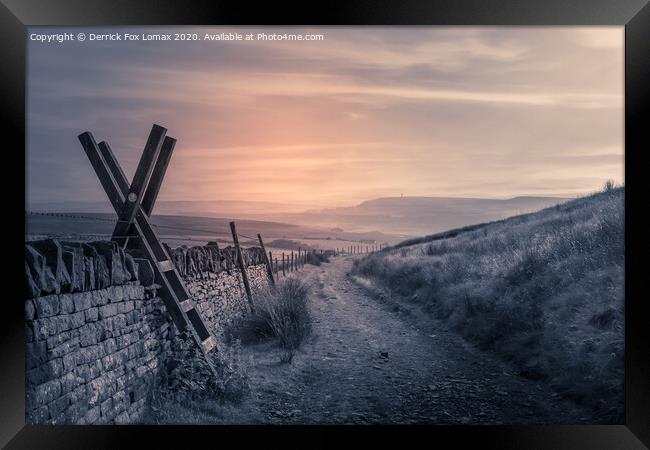 Holcombe hill from scout moor in edenfield Framed Print by Derrick Fox Lomax