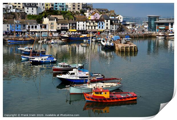 Busy Brixham Harbour  Print by Frank Irwin