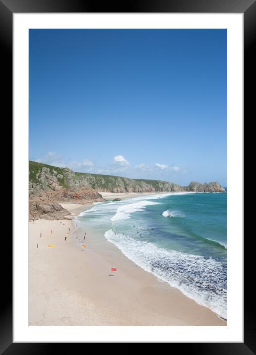 Porthcurno Beach, Cornwall Framed Mounted Print by Graham Custance