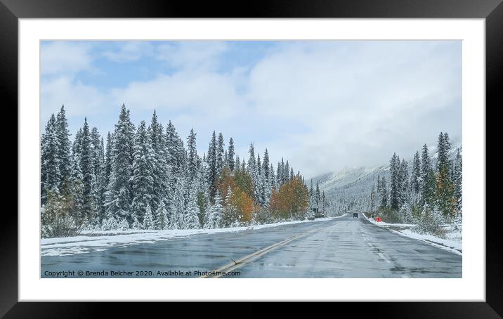 from Banff to Jasper in the Canadian Rockies Framed Mounted Print by Brenda Belcher