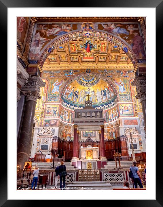 Santa Maria in Trastevere Basilica interior, Rome Italy Framed Mounted Print by Frank Bach