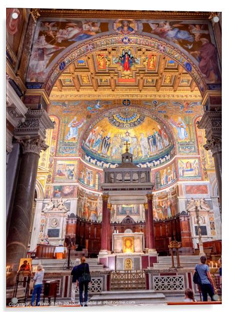 Santa Maria in Trastevere Basilica interior, Rome Italy Acrylic by Frank Bach