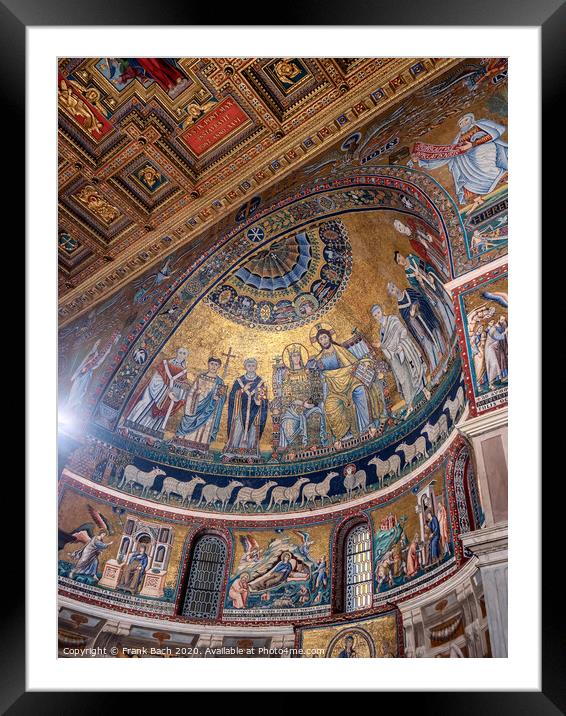 Santa Maria in Trastevere Basilica interior, Rome Italy Framed Mounted Print by Frank Bach