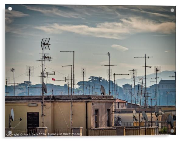 Vintage tv aerials antennas in Rome, Italy Acrylic by Frank Bach