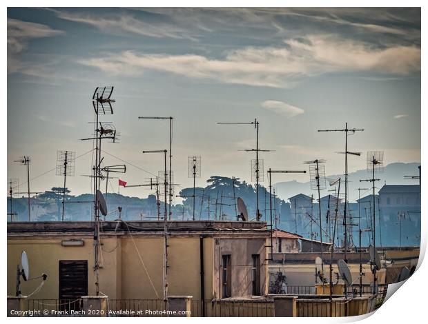 Vintage tv aerials antennas in Rome, Italy Print by Frank Bach