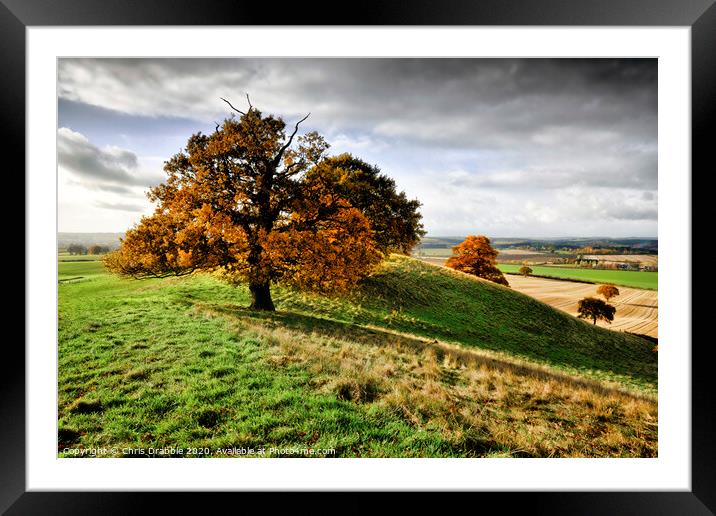 Autumn trees on Loath Hill Framed Mounted Print by Chris Drabble