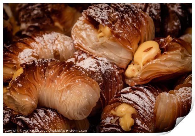 Pile of filled croissants for sale in a bakery in Trastevere, Ro Print by Frank Bach