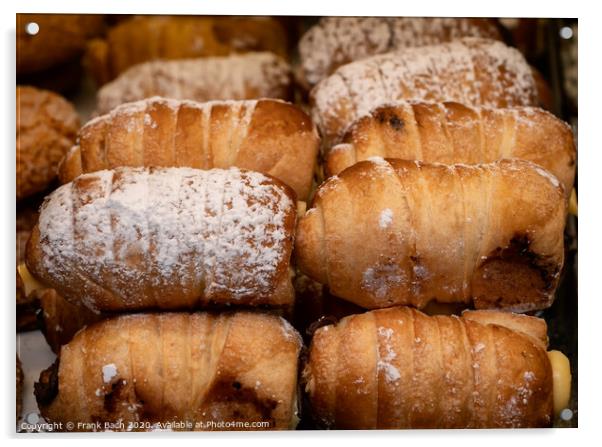 Pile of Pain au Chocolats for sale in a bakery in Trastevere, Ro Acrylic by Frank Bach