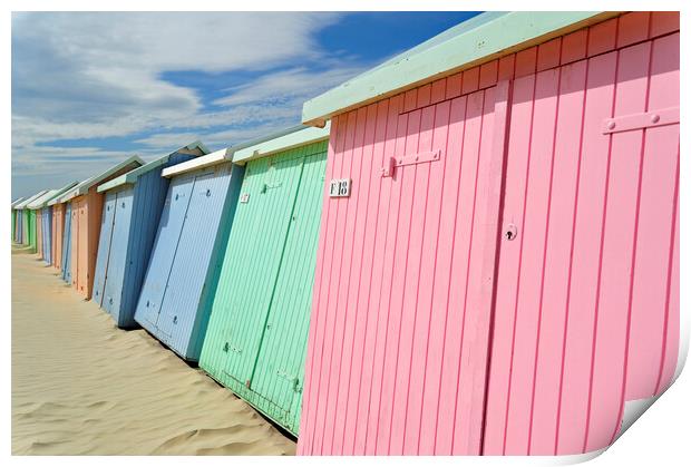 Colourful Beach Huts Print by Arterra 