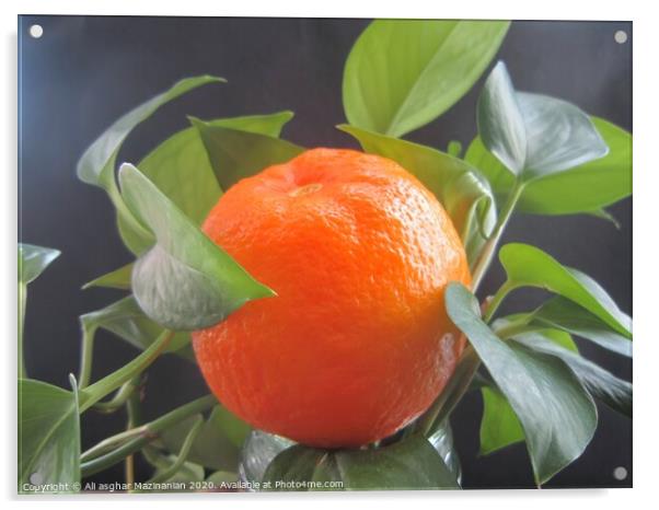 A delicious organic orange, Acrylic by Ali asghar Mazinanian