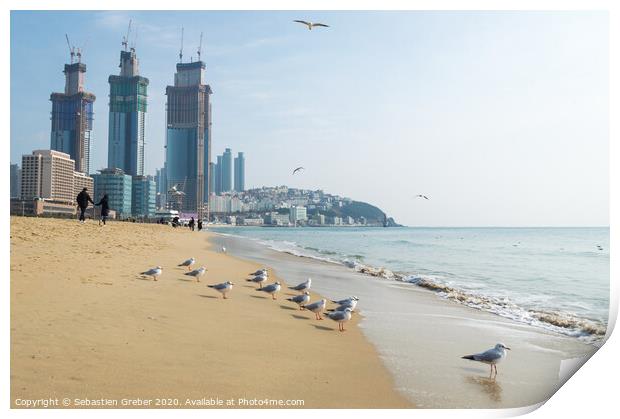 Haeundae Beach in Busan, South Korea Print by Sebastien Greber