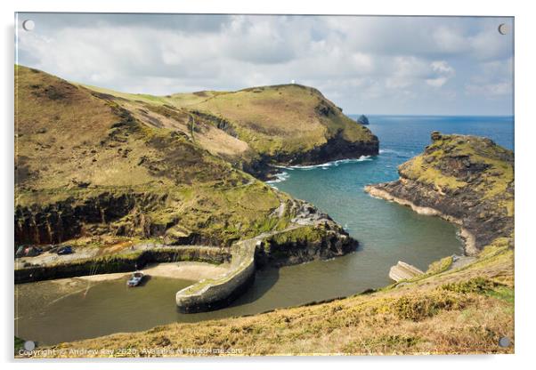 Boscastle Harbour Acrylic by Andrew Ray
