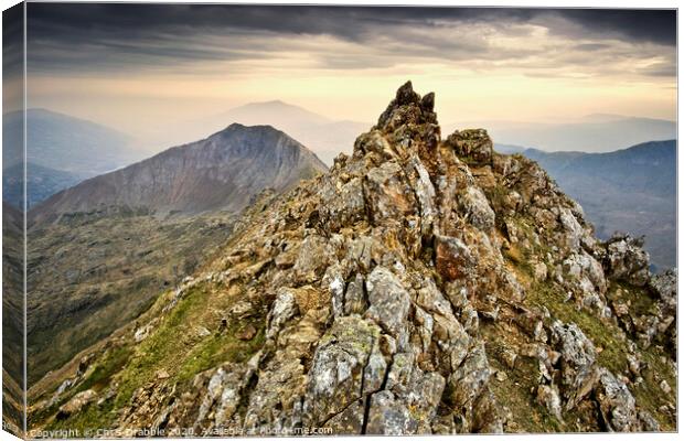 Crib Goch, early morning in May Canvas Print by Chris Drabble