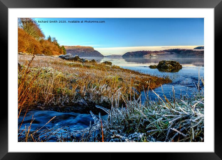 A wee burn flows into Loch Portree on the high tide. #3  Framed Mounted Print by Richard Smith