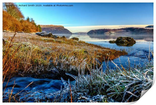 A wee burn flows into Loch Portree on the high tide. #3  Print by Richard Smith
