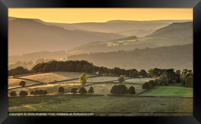 Derwent Valley sunset Framed Print by Chris Drabble