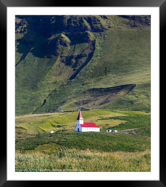 Church on a hill in Vik, southern Iceland Framed Mounted Print by Pere Sanz