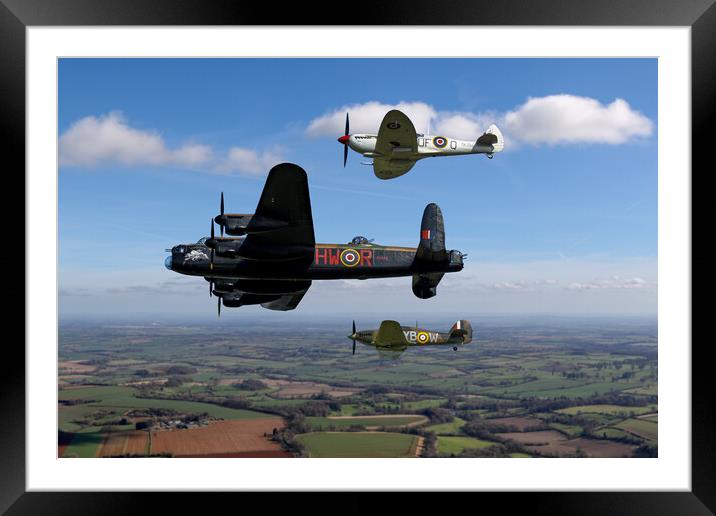 Lancaster Spitfire and Hurricane Framed Mounted Print by Oxon Images