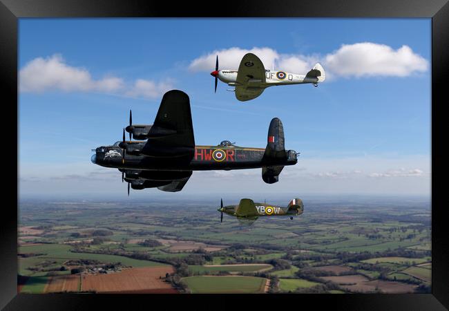 Lancaster Spitfire and Hurricane Framed Print by Oxon Images