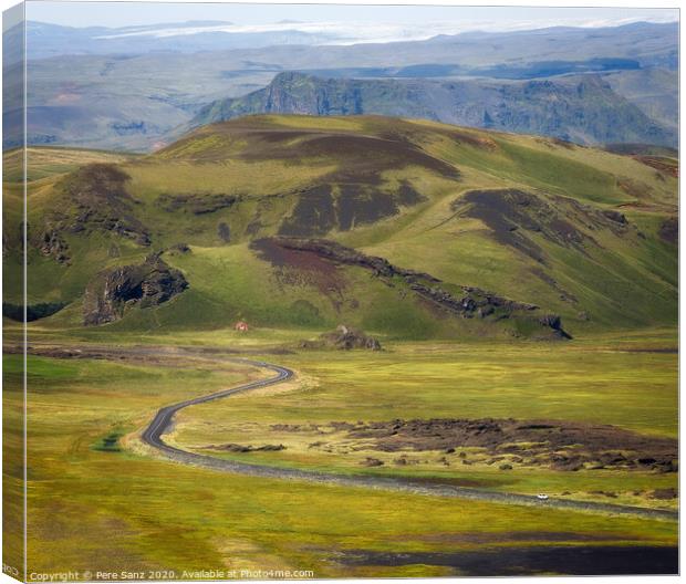 Beatiful green landscape as seen from Dyrhólaey, Iceland Canvas Print by Pere Sanz