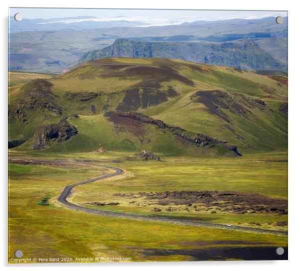 Beatiful green landscape as seen from Dyrhólaey, Iceland Acrylic by Pere Sanz