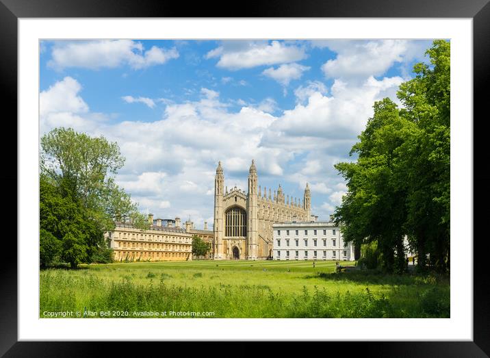 Kings college and Chapel and Trinity college from  Framed Mounted Print by Allan Bell