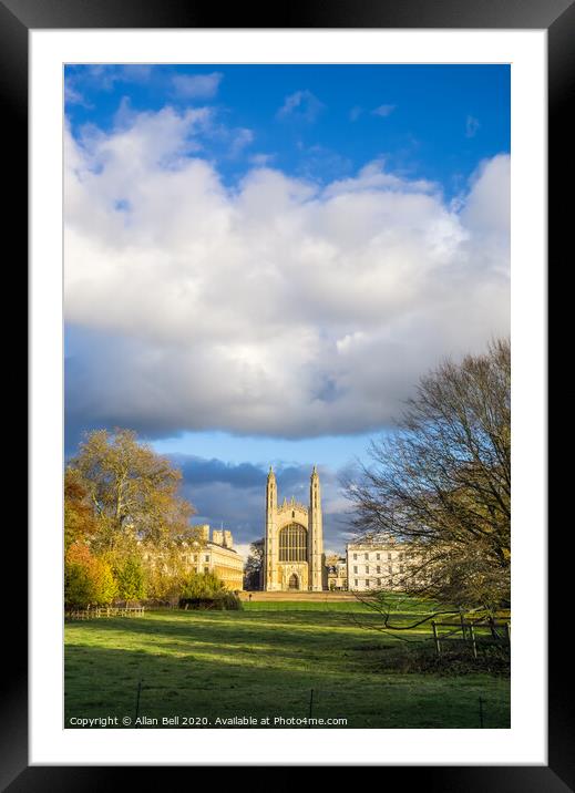Kings college and chapel in late afternoon autumn  Framed Mounted Print by Allan Bell