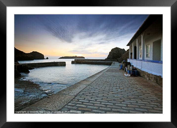Mullion Cove Pier Framed Mounted Print by Andrew Ray