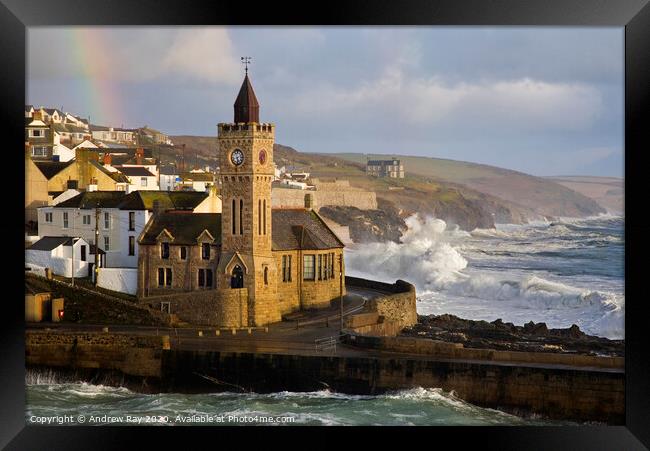 Porthleven Clock Framed Print by Andrew Ray