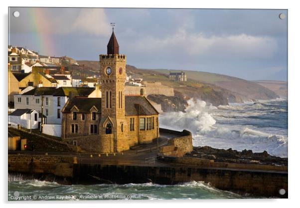 Porthleven Clock Acrylic by Andrew Ray