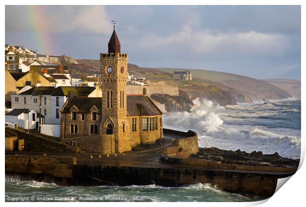 Porthleven Clock Print by Andrew Ray