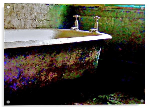 Derelict Bath Acrylic by val butcher