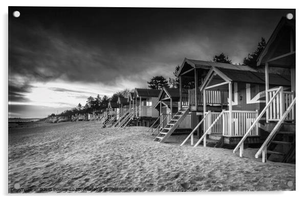 Wells beach huts at dawn Mono Acrylic by David Powley