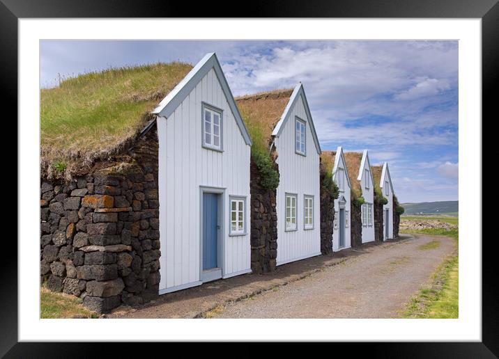 Grenjadarstadur Sod Houses, Iceland Framed Mounted Print by Arterra 