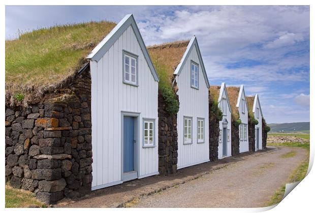 Grenjadarstadur Sod Houses, Iceland Print by Arterra 