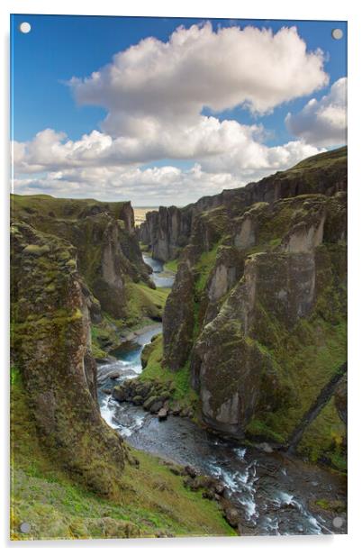 Fjadrargljufur Gorge in Summer, Iceland Acrylic by Arterra 