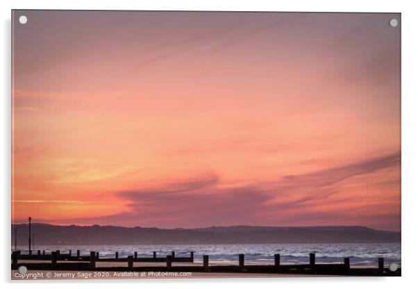 A Glowing Sunrise on Dymchurch Beach Acrylic by Jeremy Sage