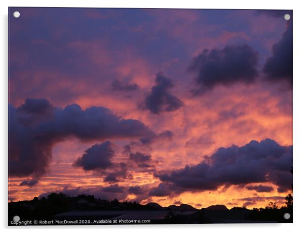 Whangamata flame sky Acrylic by Robert MacDowall