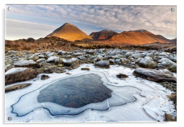 Red Cuillin in Winter Isle of Skye Scotland Acrylic by Barbara Jones