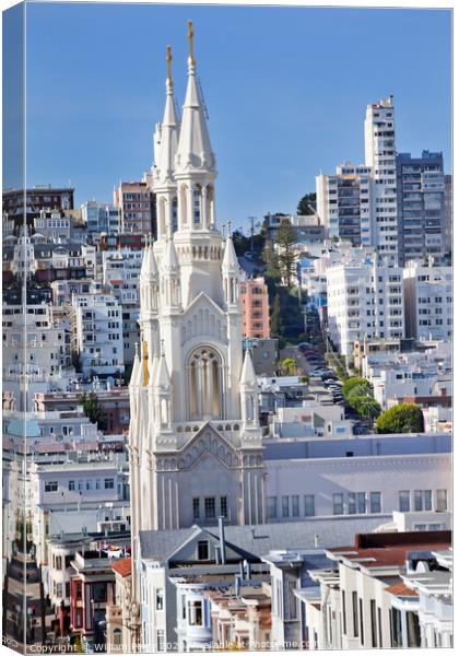 Saint Peter Paul Catholic Church Steeples Houses San Francisco C Canvas Print by William Perry